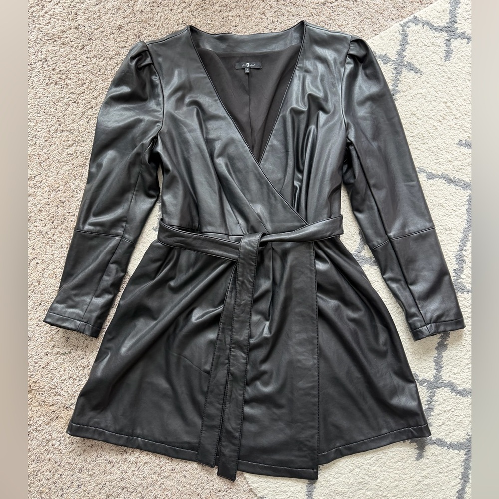 7 For All Mankind Faux Leather Wrap Dress
